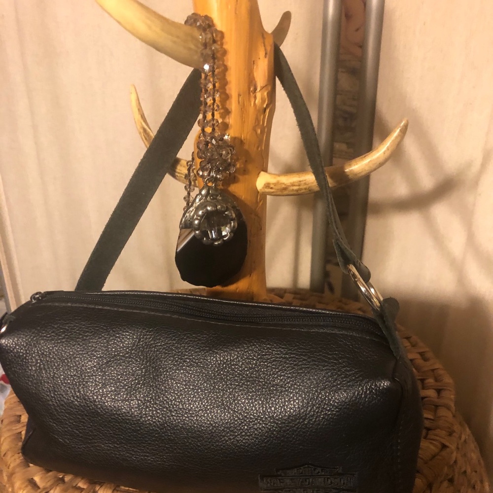 Harley Davidson black leather baguette.